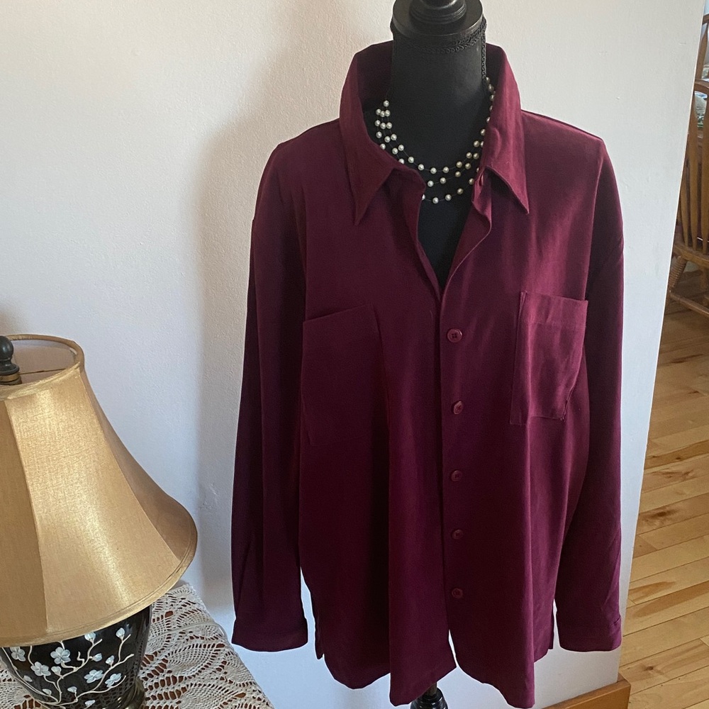 Sears Jessica Plus Button-Front Blouse in Wine